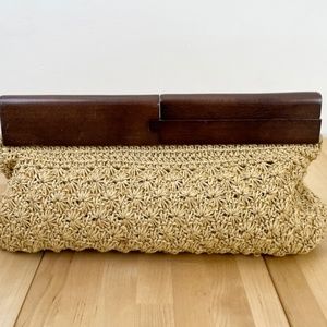 HOBO International Large Straw Clutch